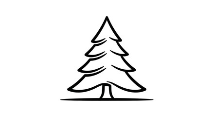 A simple, hand-drawn black and white illustration of a coniferous tree.