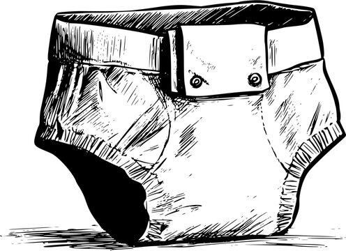 A classic white diaper with a blue belt, ready for a day of adventures.