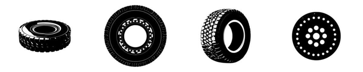 Obraz premium Tire Tread Silhouette - A Close-Up View of Rubber's Grip