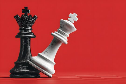 Takeover concept with a bold queen capturing a strategic chess king symbolizing business power shifts