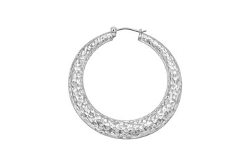 Silver textured hoop earring fashion accessory with transparent background