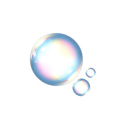 Three shiny iridescent bubbles floating in air  soap bubbles transparent background
