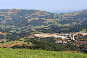 Obraz premium Slate Quarry Landscape Near Alto do Poio July 2024 in Galicia