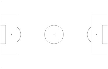 Soccer field vector outline SVG, football pitch markings top view © Terry