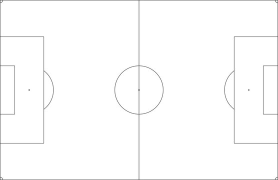 Soccer field vector outline SVG, football pitch markings top view