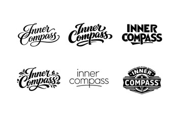 Obraz premium Inner Compass. Set lettering. harmonious lettering variations of the same emblematic concept, each with different artistic interpretation