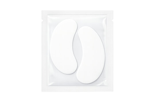 White under eye patches sachet mockup transparent background