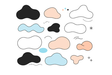 Abstract blob shape set. A cohesive collection of organic shapes in different sizes arranged neatly. Versatile modern abstract elements