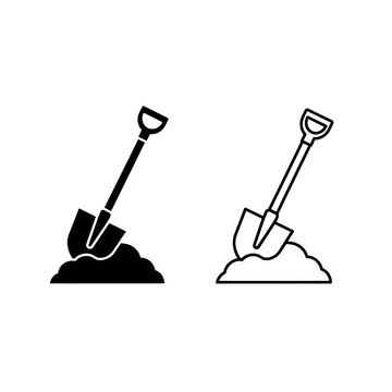 Labor day shovels digging tools garden icon set Vector