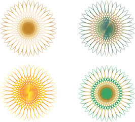 Vibrant radial patterns in four colors