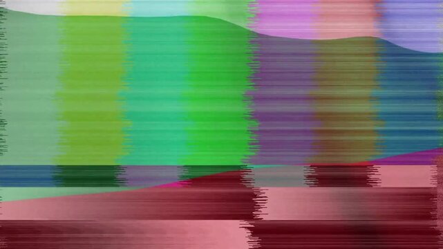 Display showing wavy color bands, line noise starting and shifting tear slices, simulating noise