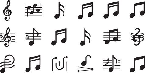 Fototapeta premium Hand drawn musical notation symbols and notes isolated on transparent background