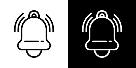Bell Icon Of Line Black And White Style 