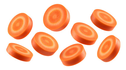 Sliced carrots white fresh vegetable healthy eating nutrition concept orange food isolated on transparent background png