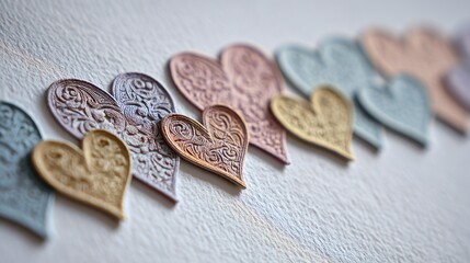 Decorative heart shapes on white surface