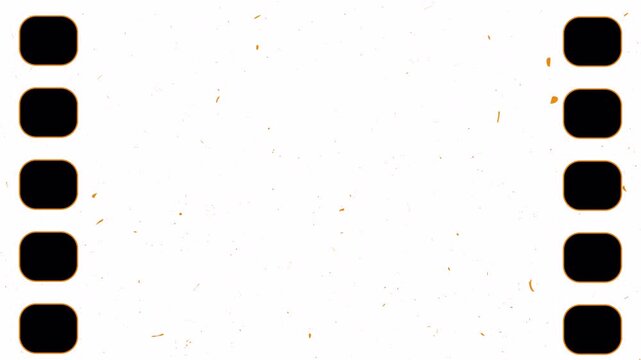 Vintage 35mm film strip border with grunge texture and dust noise for cinematic overlay effect