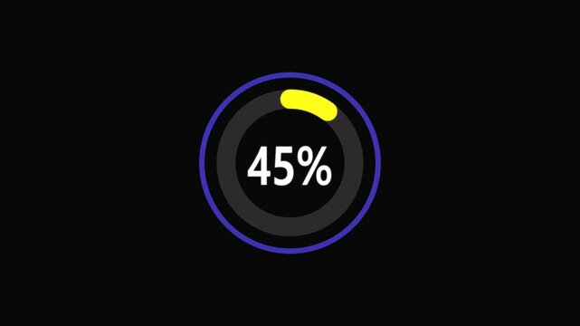 Circle Countdown Timer 50 seconds animation from 50 to 0 seconds, 50 Seconds countdown timer, Circular Percentage Loading Bar Animation on Dark Background (4K.