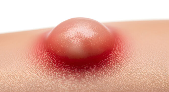 Close-up of an Inflamed Skin Cyst or Pimple on Human Skin, Indicating Dermatological Problem or Infection