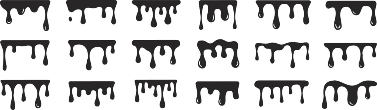 drip paint silhouettes vector set dripping shapes grid