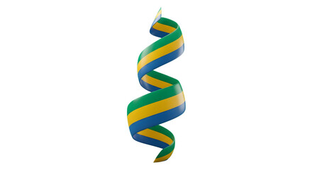 Swirling Ribbon Displaying the National Colors of Gabon in a Dynamic Spiral Motion