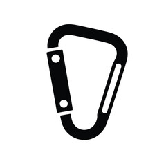 Simple Black Carabiner Icon For Climbing And Outdoor Activities