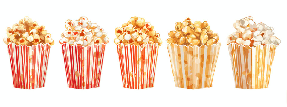 popcorn in a box flat style vector illustration isolated on white background