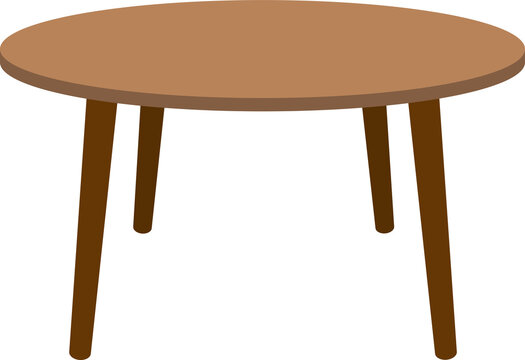 Round Coffee Table Brown Wooden Medium