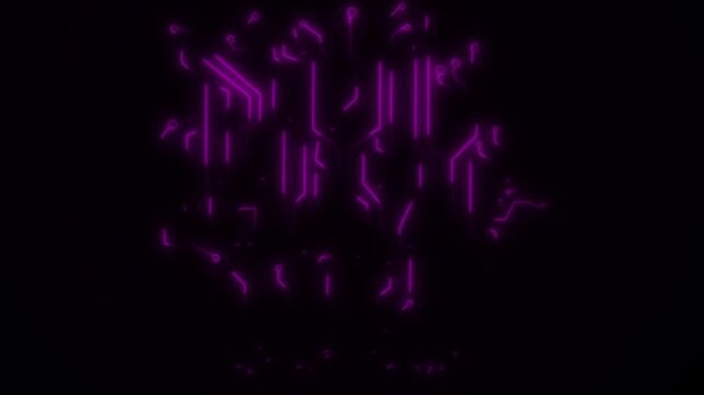 Abstract glowing neon Electra tick animation advanced microprocessor, PLUS Connector, motherboard socket. on black background.