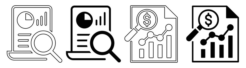 Financial Data Analysis and Audit Report Vector Icon Set