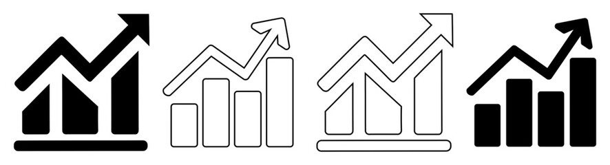 Professional Business Growth Bar Chart and Financial Success Arrow Graph Vector Set