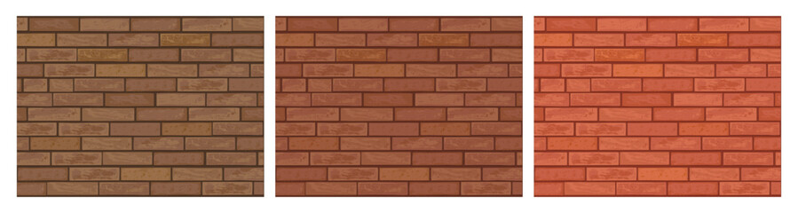 Obraz premium Brick solid or cavity walls, isolated interior tile collection. Vector brickworks texture. Cement stone or sand masonry building elements. House architecture units. Urban block construction