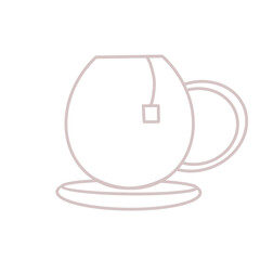 Fototapeta premium Cup glass with small plate illustration icon doodle inspired from drinking that can be use for social media, sticker, wallpaper, etc. with aesthetic white cream color 
