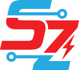 Letter SZ electrical technology logo