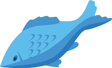 Obraz premium Cartoon light blue fish swimming in the ocean, simple design