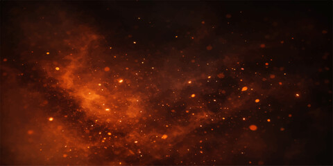 A cosmic supernova explosion ignites a fire in space, blending an abstract dark blue nebula with glowing stardust and bright light particles across a vast fantasy galaxy universe background © MdShakibAhamed