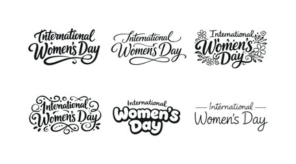 International Women?s Day. Set lettering. harmonious lettering variations of the same emblematic concept, each with different artistic