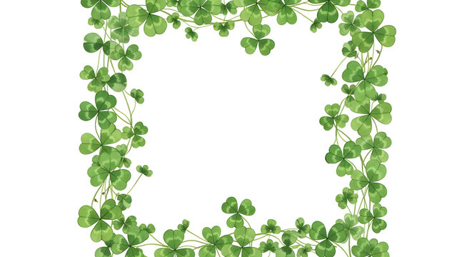 St patricks day green shamrock frame border with four leaf clover for irish holiday celebrations