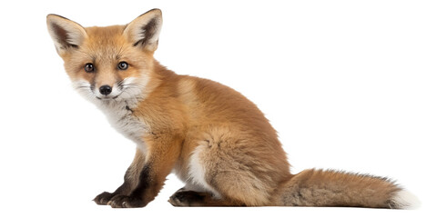 Fototapeta premium Cute Red Fox Cub Isolated PNG Transparent Background