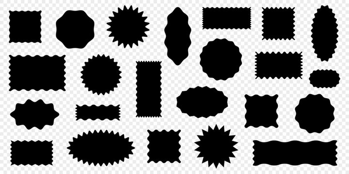 Collection of abstract zig zag wavy frames in different shapes