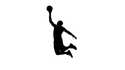Basketball Player Dunking Silhouette Isolated on White Background © Hikari Vector Studio
