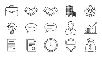 Fototapeta premium Business Icons Set: Partnership, Innovation, and Growth Elements