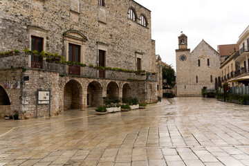 Fototapeta premium Putignano main square with historic palazzo and church