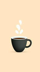 Fototapeta premium Black coffee cup with splash on light peach background