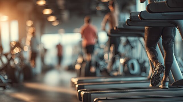 People exercising in a fitness center. Healthy lifestyle, sports, training concept. People out of focus