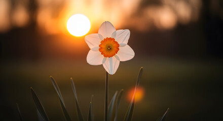 St david's day daffodil flower sunset wales celebrating welsh culture and heritage on march 1st © Aklima