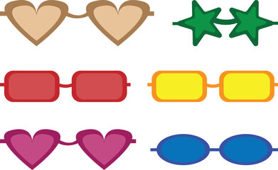 Colorful Glasses Icon Set Vector Illustration.