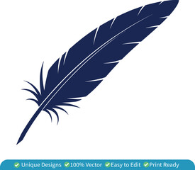 Obraz premium Feather Quill Vector Illustration – Elegant Writing Pen Silhouette Design