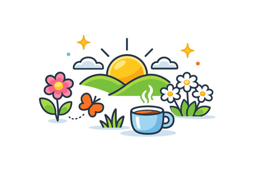 Sunny spring weather bright daylight illuminating blooming nature elements, reflecting energy, renewal, and a positive start to the day. A