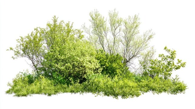 Group of different trees bushes vegetation plants.