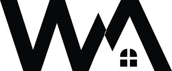 Letter WA home logo design